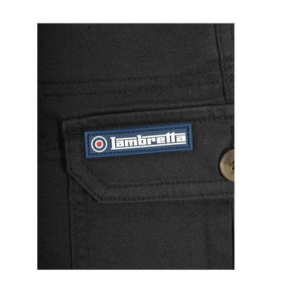Black - Side - Lambretta Mens Rubberised Logo Cargo Shorts