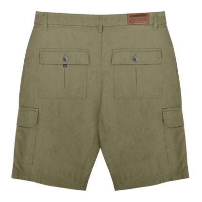 Khaki Green - Back - Lambretta Mens Rubberised Logo Cargo Shorts