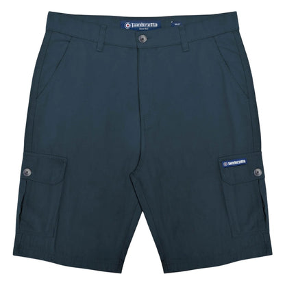 Navy - Front - Lambretta Mens Rubberised Logo Cargo Shorts