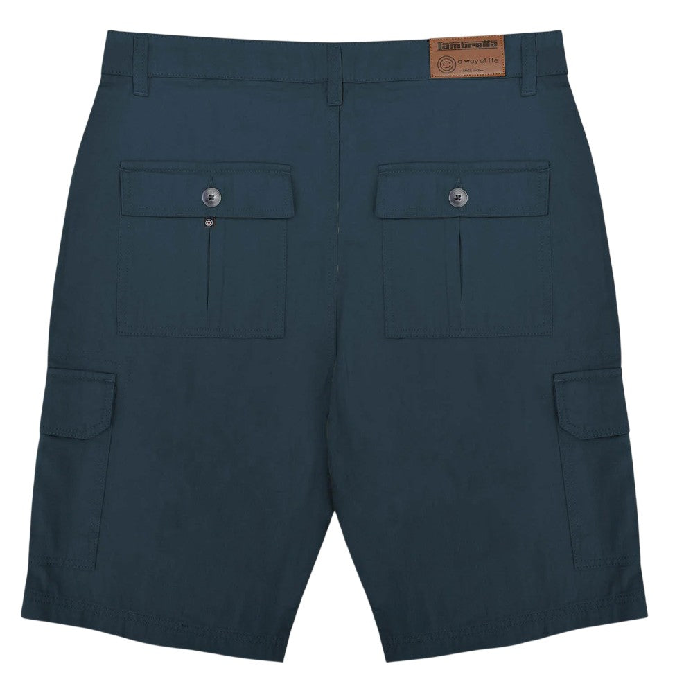 Navy - Back - Lambretta Mens Rubberised Logo Cargo Shorts