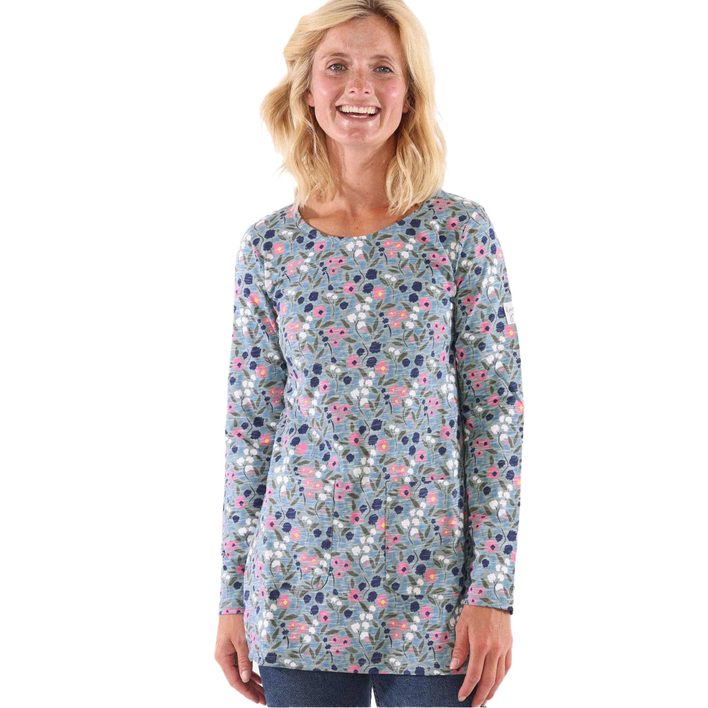 Green-Pink - Lifestyle - Lazy Jacks Womens-Ladies Pansy Pocket Tunic Top