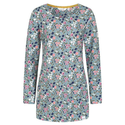 Green-Pink - Front - Lazy Jacks Womens-Ladies Pansy Pocket Tunic Top
