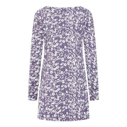 Purple - Back - Lazy Jacks Womens-Ladies Bellflowers Tunic Top