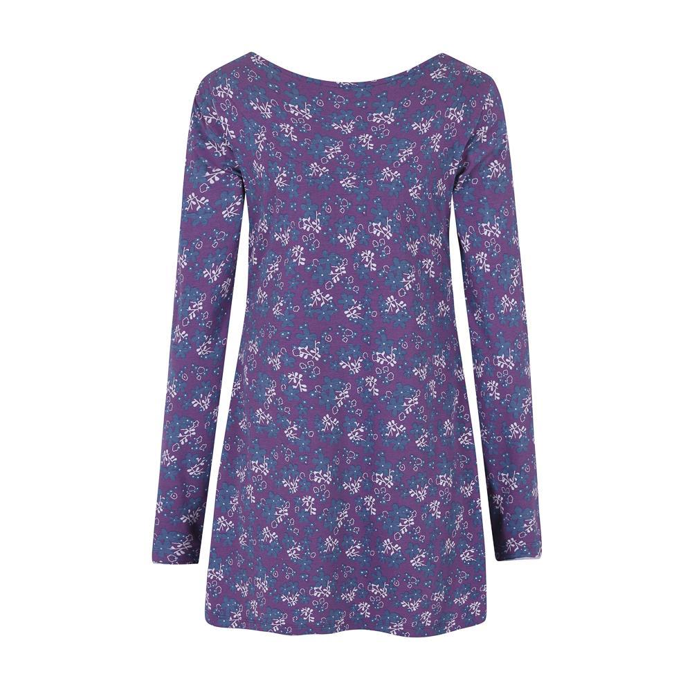 Purple - Back - Lazy Jacks Womens-Ladies Floral Tunic Top