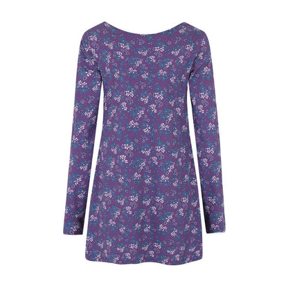Purple - Back - Lazy Jacks Womens-Ladies Floral Tunic Top