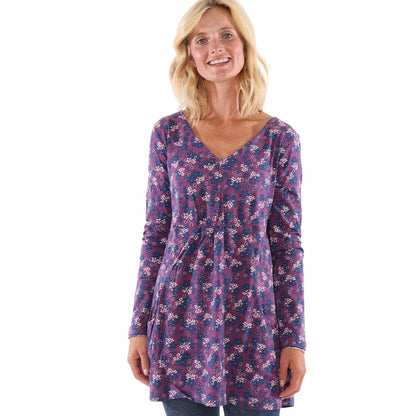 Purple - Pack Shot - Lazy Jacks Womens-Ladies Floral Tunic Top