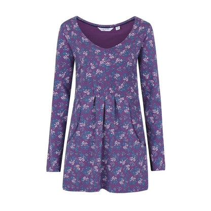 Purple - Front - Lazy Jacks Womens-Ladies Floral Tunic Top