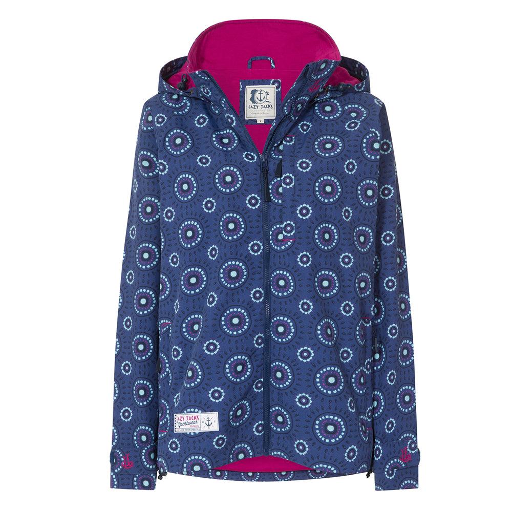 Blue-Pink - Front - Lazy Jacks Womens-Ladies Circle Waterproof Jacket
