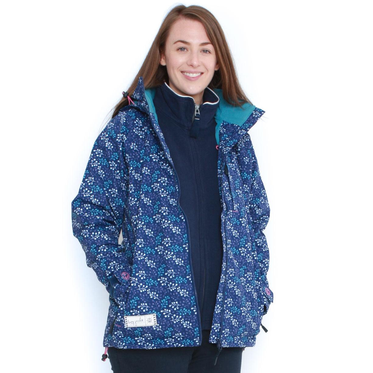 Navy-Green - Back - Lazy Jacks Womens-Ladies Bud Waterproof Jacket