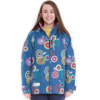Blue-Pink - Back - Lazy Jacks Womens-Ladies Spiral Waterproof Jacket