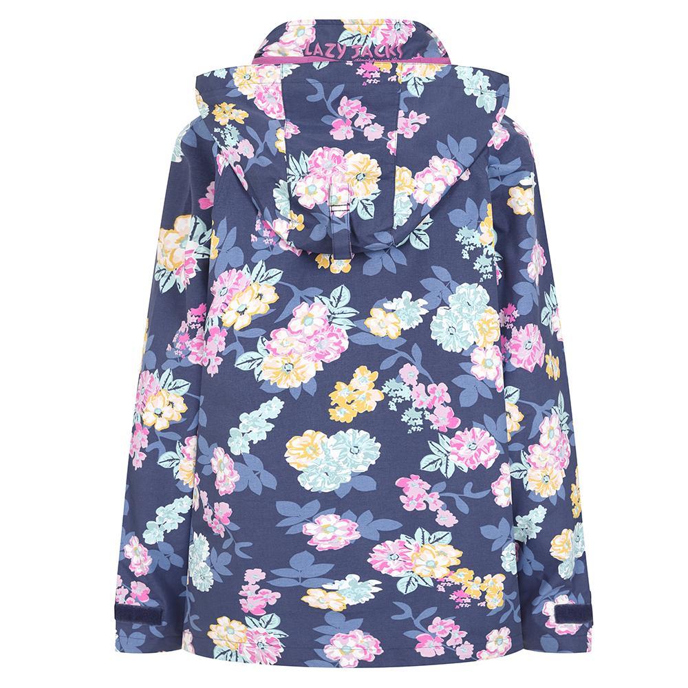 Navy Blue-Pink-Yellow - Side - Lazy Jacks Womens-Ladies Blossom Waterproof Jacket