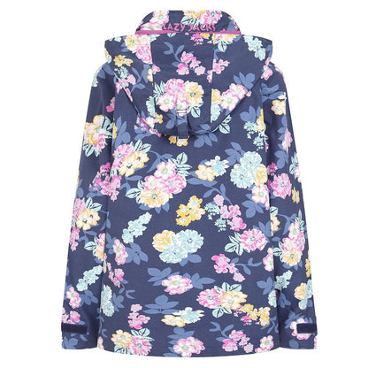Navy Blue-Pink-Yellow - Side - Lazy Jacks Womens-Ladies Blossom Waterproof Jacket