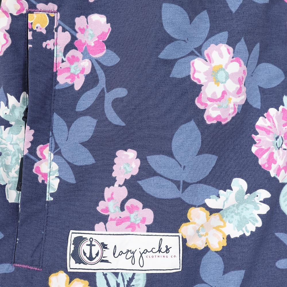 Navy Blue-Pink-Yellow - Pack Shot - Lazy Jacks Womens-Ladies Blossom Waterproof Jacket