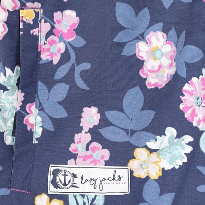 Navy Blue-Pink-Yellow - Pack Shot - Lazy Jacks Womens-Ladies Blossom Waterproof Jacket