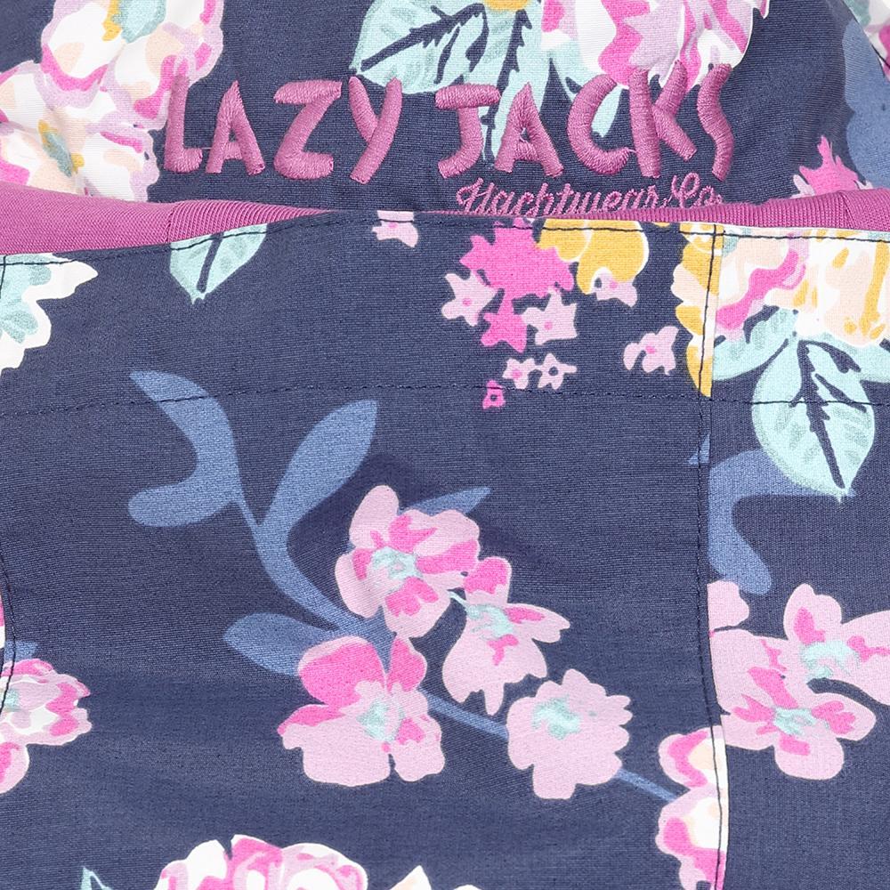 Navy Blue-Pink-Yellow - Close up - Lazy Jacks Womens-Ladies Blossom Waterproof Jacket