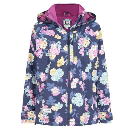 Navy Blue-Pink-Yellow - Front - Lazy Jacks Womens-Ladies Blossom Waterproof Jacket