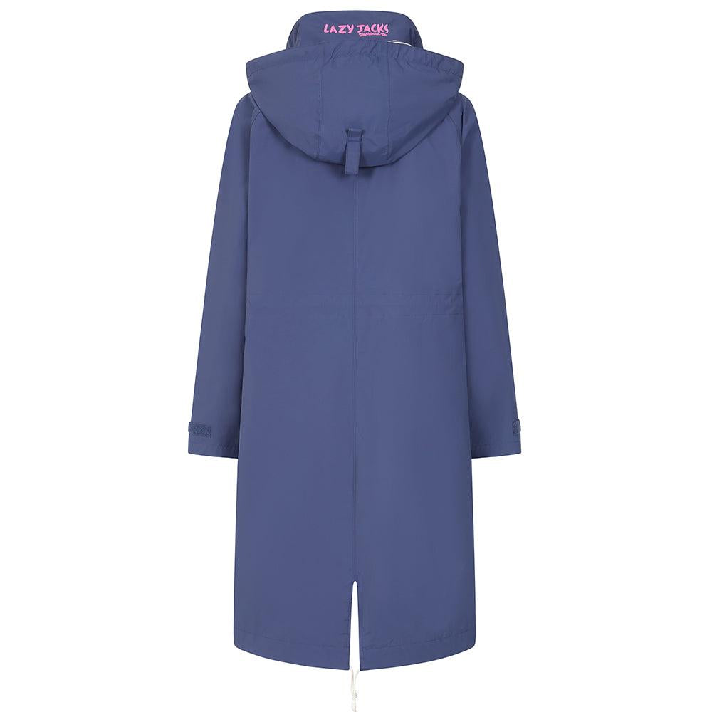 Navy Blue - Back - Lazy Jacks Womens-Ladies Twilight Long Length Waterproof Jacket