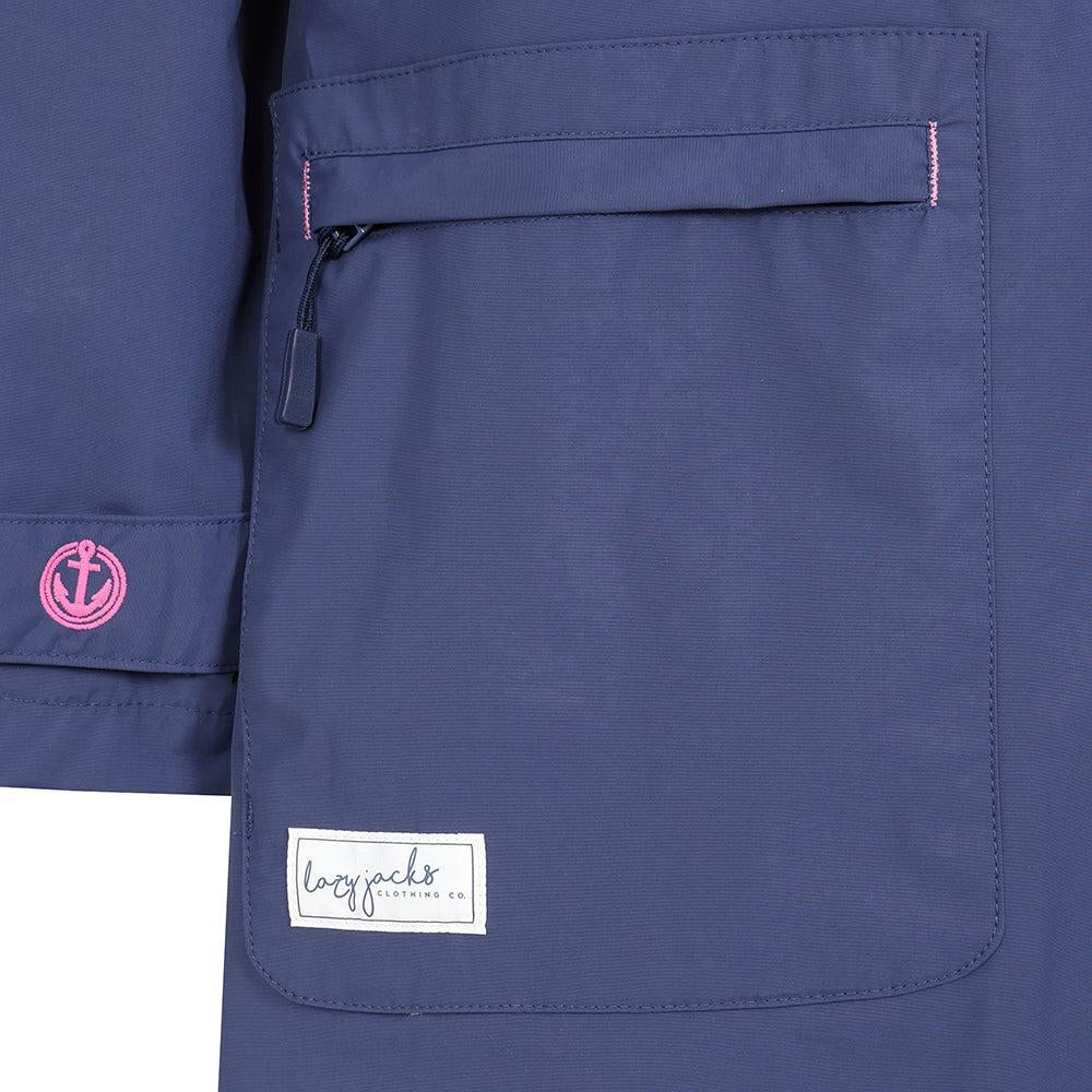 Navy Blue - Lifestyle - Lazy Jacks Womens-Ladies Twilight Long Length Waterproof Jacket