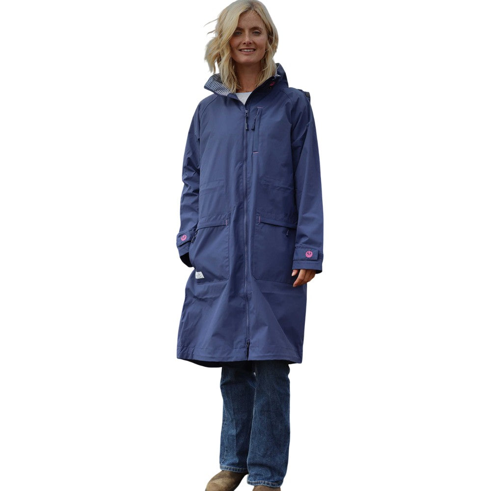 Navy Blue - Pack Shot - Lazy Jacks Womens-Ladies Twilight Long Length Waterproof Jacket