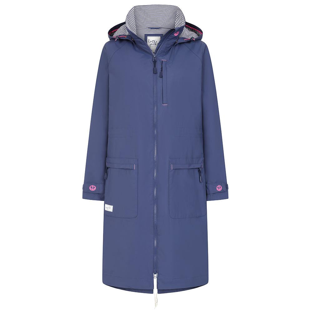Navy Blue - Front - Lazy Jacks Womens-Ladies Twilight Long Length Waterproof Jacket