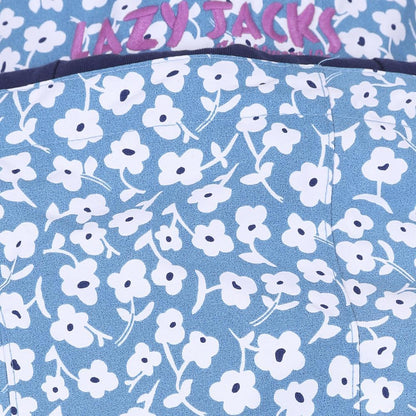 Sky Blue-White - Lifestyle - Lazy Jacks Womens-Ladies Buttercups Long Length Waterproof Jacket