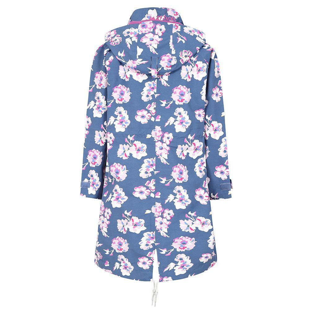 Blue-Pink-White - Back - Lazy Jacks Womens-Ladies Floral Long Length Waterproof Jacket