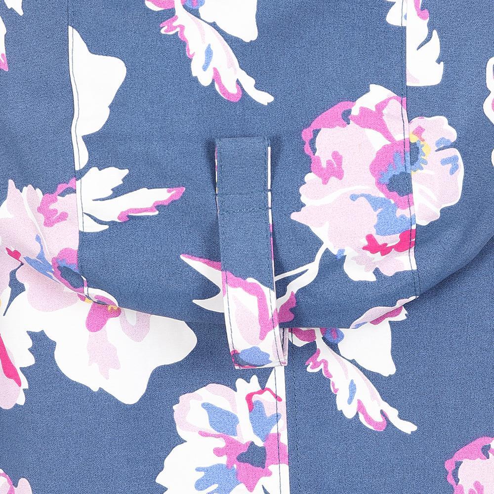 Blue-Pink-White - Side - Lazy Jacks Womens-Ladies Floral Long Length Waterproof Jacket