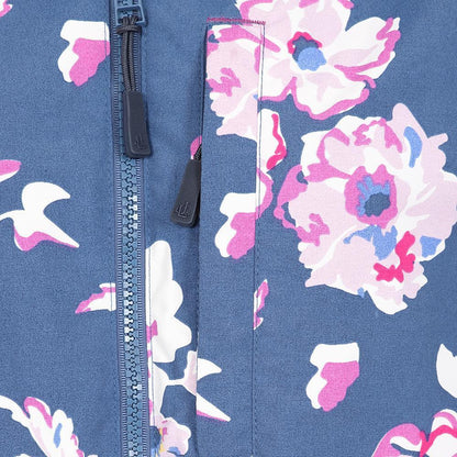 Blue-Pink-White - Pack Shot - Lazy Jacks Womens-Ladies Floral Long Length Waterproof Jacket