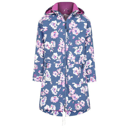 Blue-Pink-White - Front - Lazy Jacks Womens-Ladies Floral Long Length Waterproof Jacket