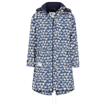 Navy-White - Back - Lazy Jacks Womens-Ladies Pod Long Length Waterproof Jacket