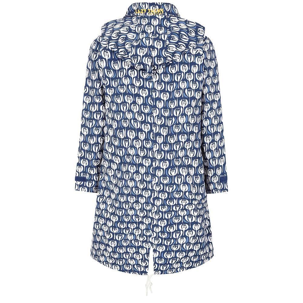 Navy-White - Front - Lazy Jacks Womens-Ladies Pod Long Length Waterproof Jacket
