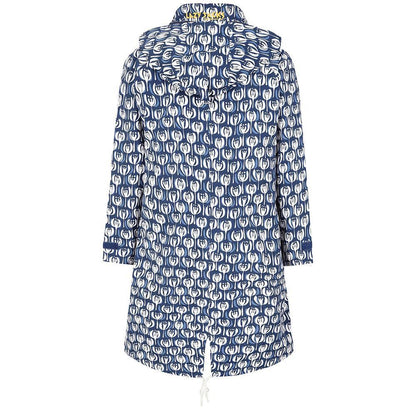 Navy-White - Front - Lazy Jacks Womens-Ladies Pod Long Length Waterproof Jacket