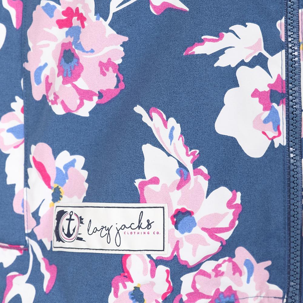 Blue-Pink-White - Lifestyle - Lazy Jacks Womens-Ladies Floral Waterproof Jacket