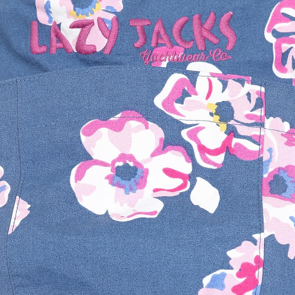 Blue-Pink-White - Pack Shot - Lazy Jacks Womens-Ladies Floral Waterproof Jacket