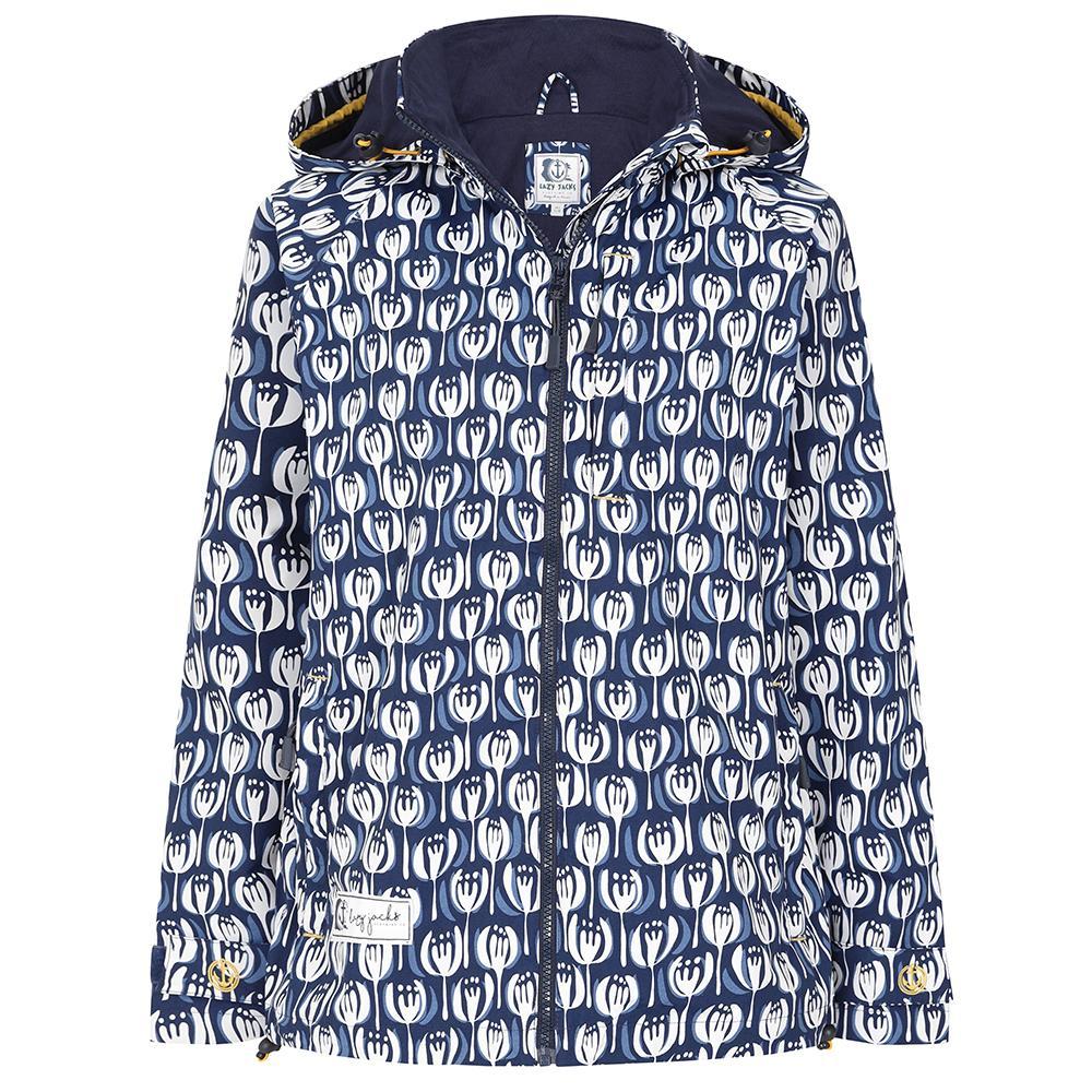 Navy-White - Front - Lazy Jacks Womens-Ladies Pod Waterproof Jacket