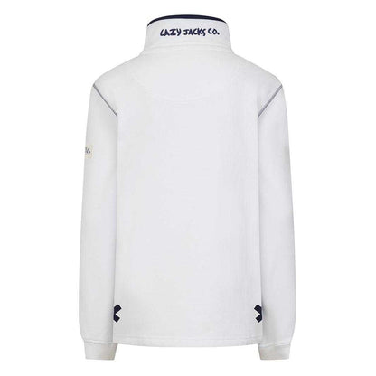 White - Back - Lazy Jacks Womens-Ladies Button Neck Sweatshirt