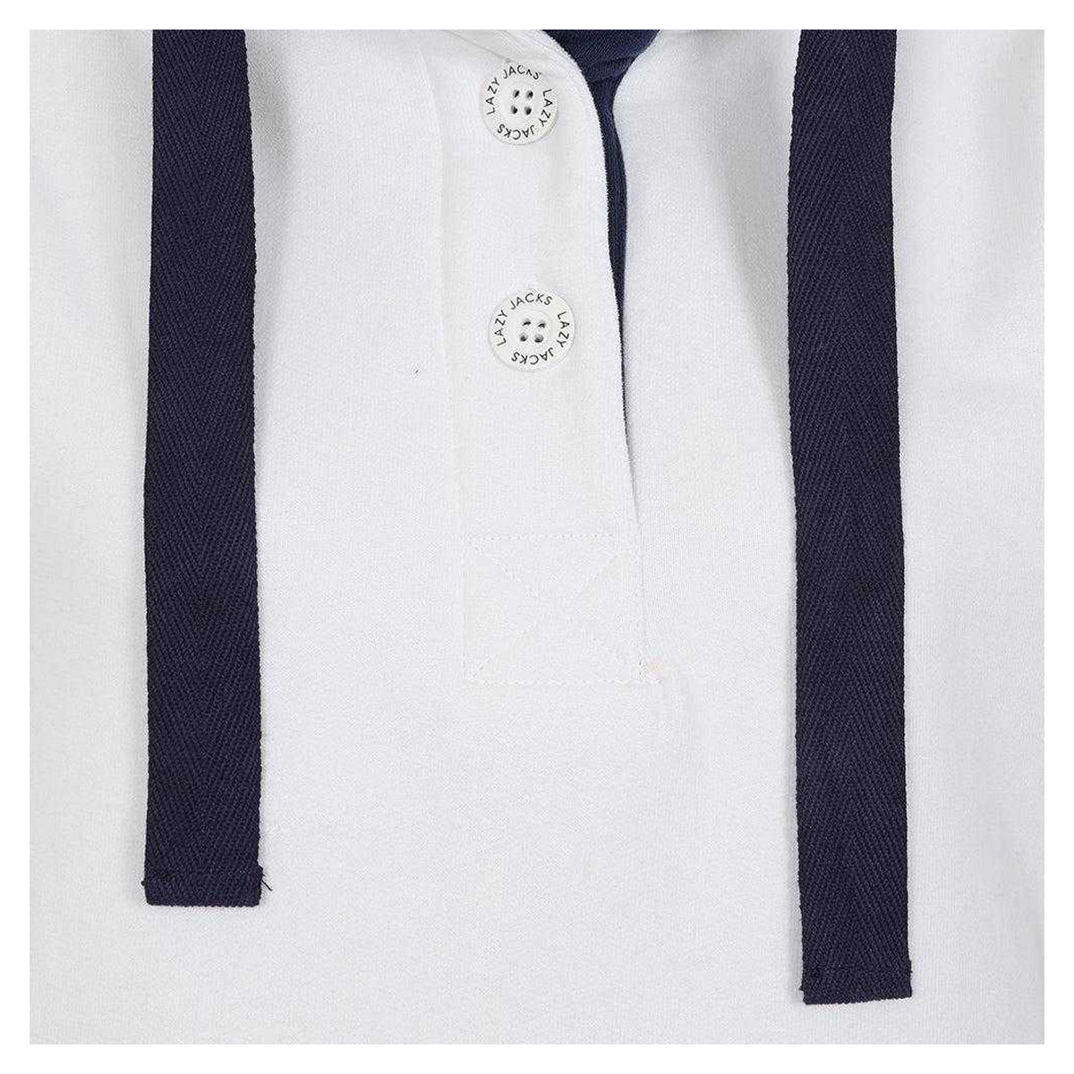 White - Side - Lazy Jacks Womens-Ladies Button Neck Sweatshirt