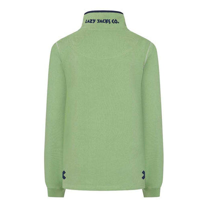Grass Green - Back - Lazy Jacks Womens-Ladies Button Neck Sweatshirt