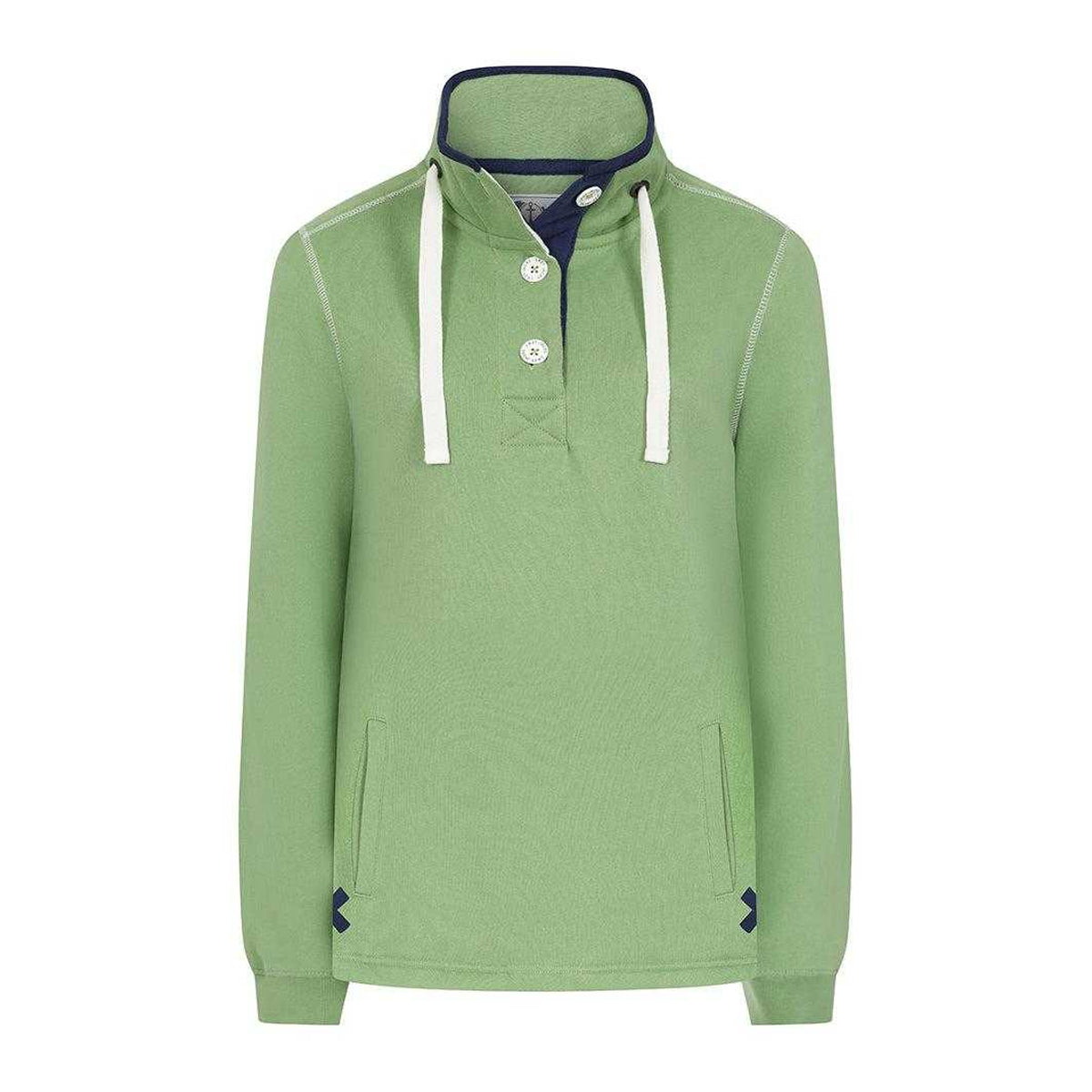 Grass Green - Front - Lazy Jacks Womens-Ladies Button Neck Sweatshirt