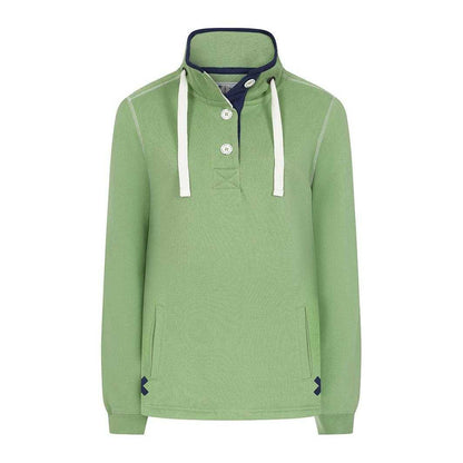 Grass Green - Front - Lazy Jacks Womens-Ladies Button Neck Sweatshirt
