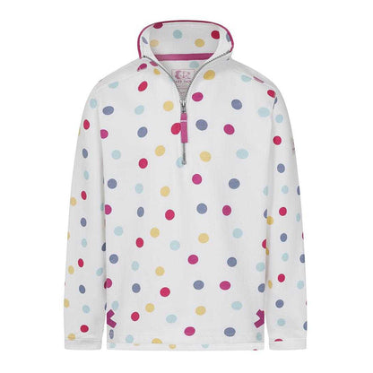 White - Front - Lazy Jacks Girls Spotted Quarter Zip Sweatshirt