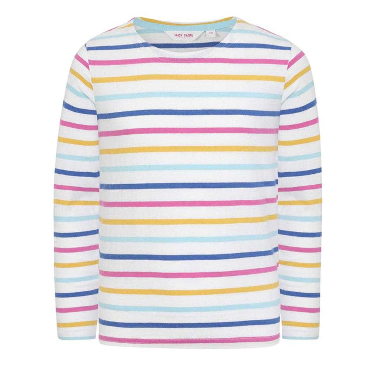 Orchid-Multicoloured - Front - Lazy Jacks Girls Striped Breton Long-Sleeved T-Shirt