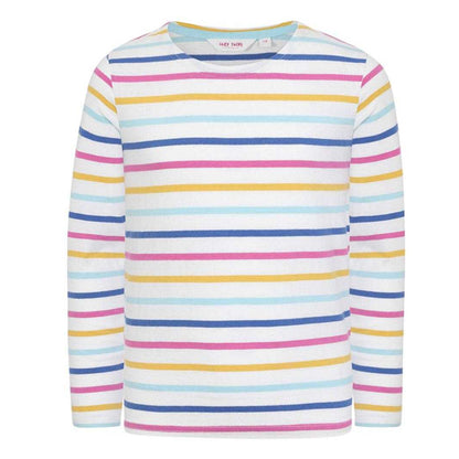 Orchid-Multicoloured - Front - Lazy Jacks Girls Striped Breton Long-Sleeved T-Shirt