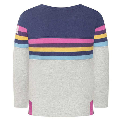 Grey Marl - Back - Lazy Jacks Girls Striped Breton Long-Sleeved T-Shirt