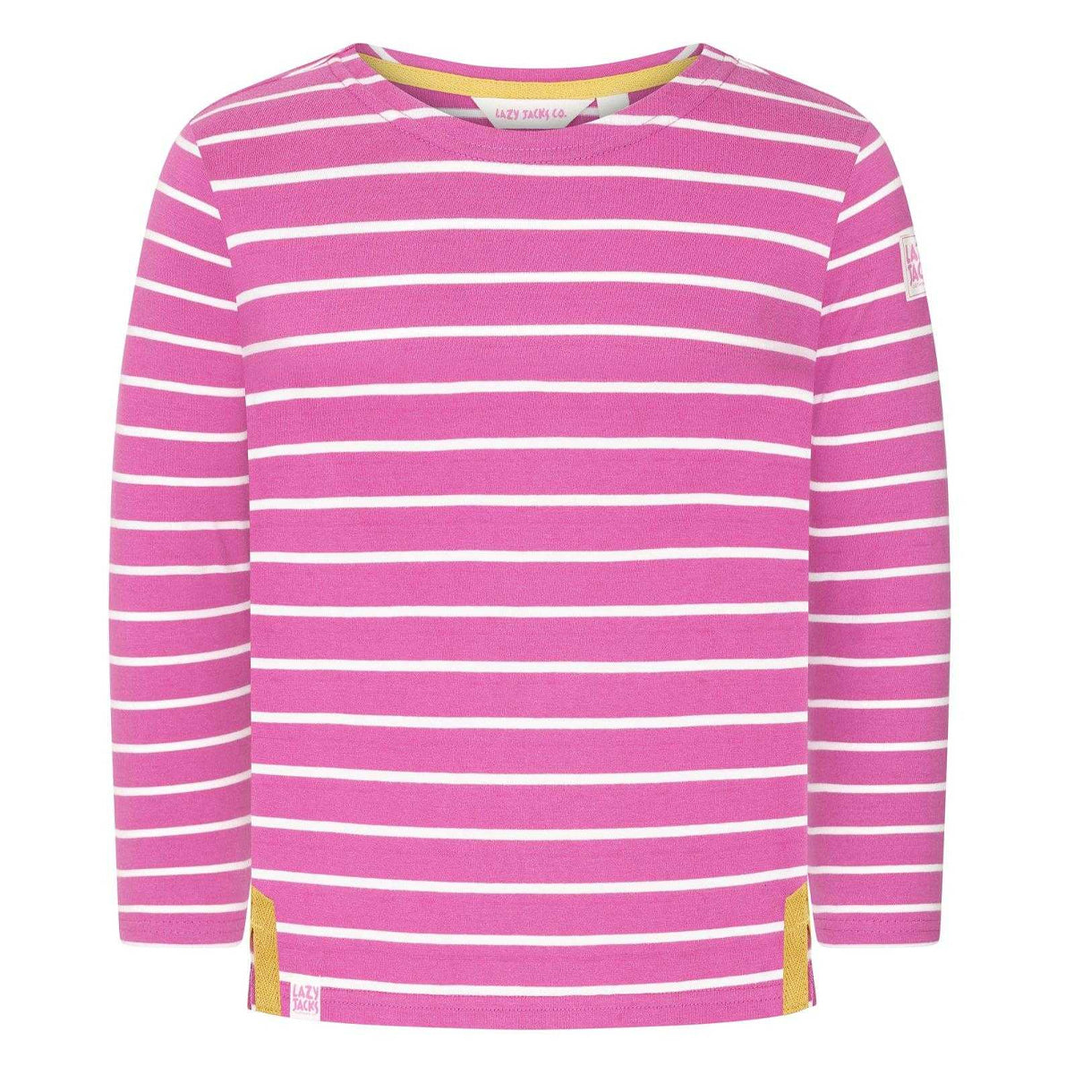 Raspberry - Front - Lazy Jacks Girls Striped Breton Long-Sleeved T-Shirt