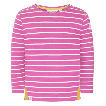 Raspberry - Front - Lazy Jacks Girls Striped Breton Long-Sleeved T-Shirt