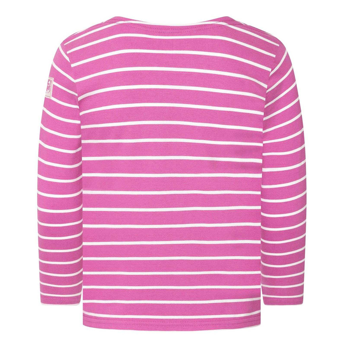 Raspberry - Back - Lazy Jacks Girls Striped Breton Long-Sleeved T-Shirt