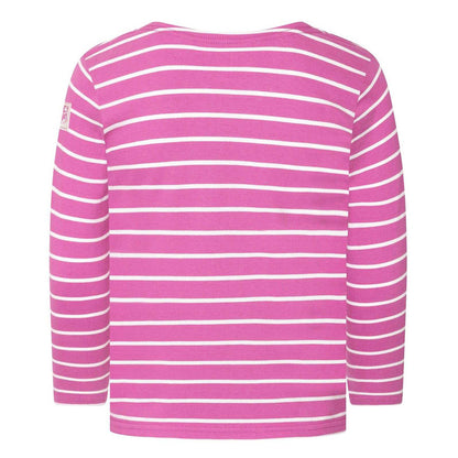 Raspberry - Back - Lazy Jacks Girls Striped Breton Long-Sleeved T-Shirt