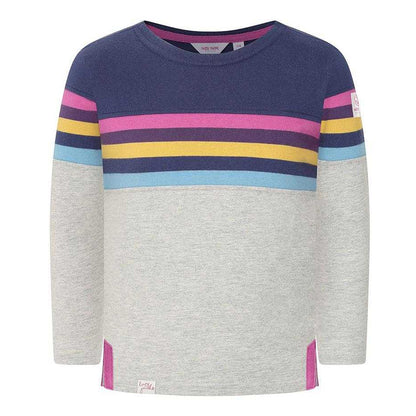 Grey Marl - Front - Lazy Jacks Girls Striped Breton Long-Sleeved T-Shirt
