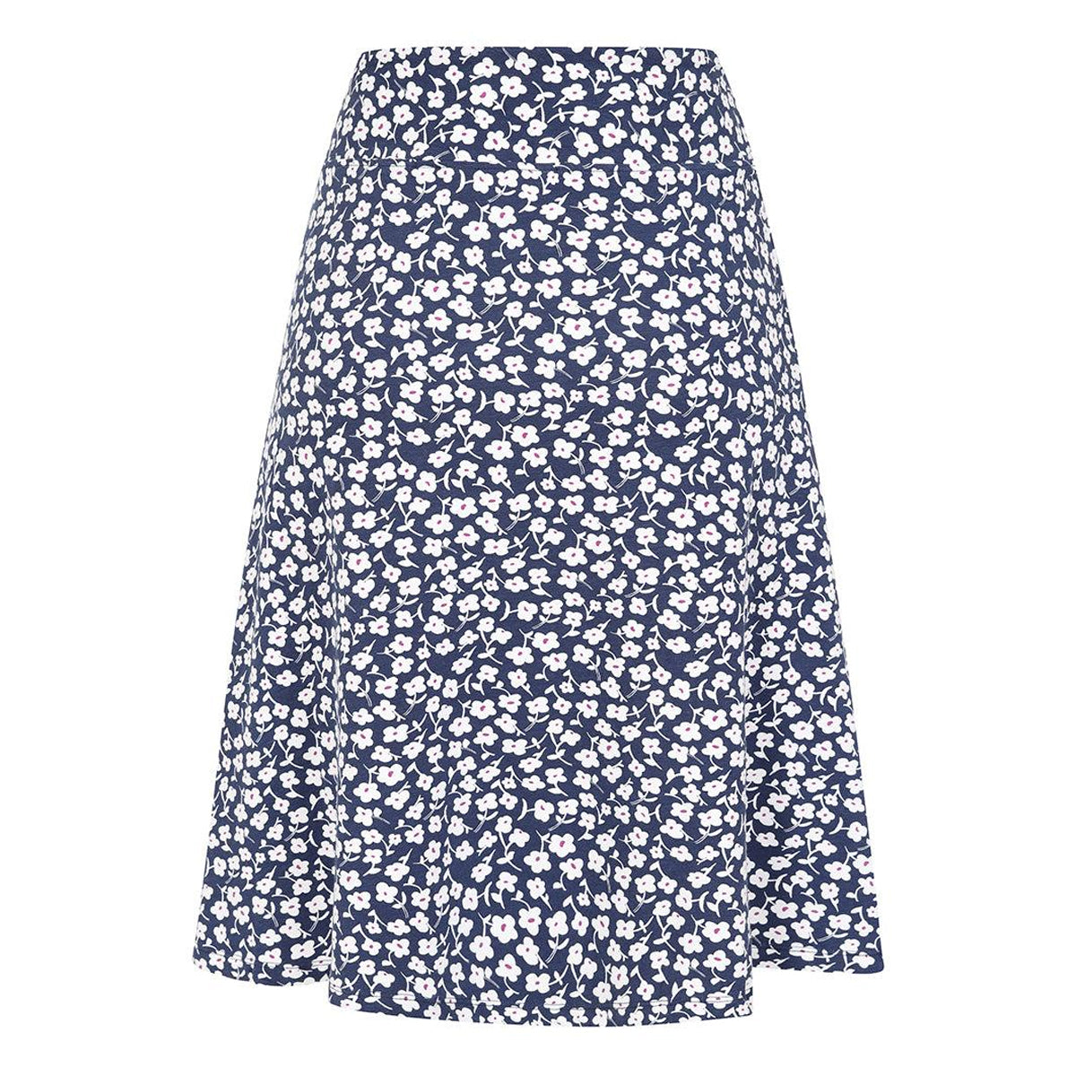 Blue-White - Back - Lazy Jacks Womens-Ladies Buttercups Jersey Midi Skirt